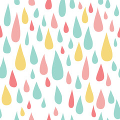 Seamless background with drops in pastel colors.