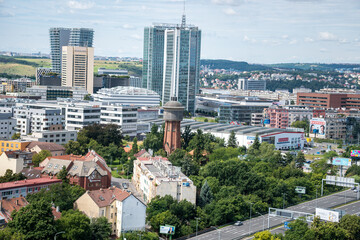 View from the Modern high rising skyscraper - Filadelfie building, BB centrum, Prague, Czech Republic