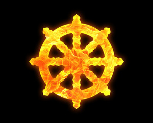 Dharmachakra, Dharma Wheel fires Flames Icon Logo Symbol illustration
