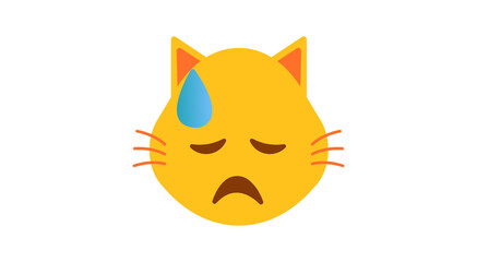Crying Face cat vector emoji.