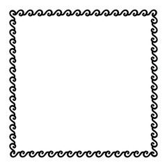 vector square frame with seamless meander pattern. Greek key decorative border, constructed from continuous lines, shaped into a repeated motif.