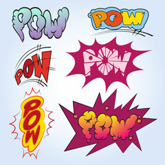  Set comic book explosion, boom stickers set, vector illustration