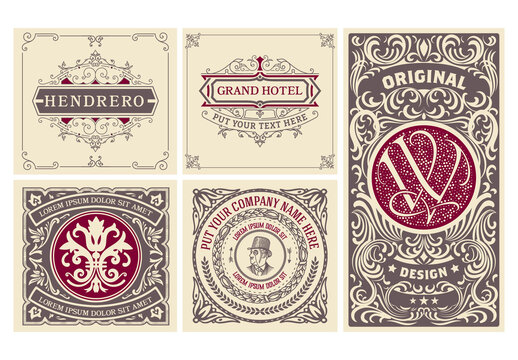 Set of 5 Vintage Labels for Packing