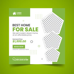 Real Estate House property Social Media Post Squire Banner Flyer Vector Template Design