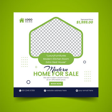 Real Estate House property Social Media Post Squire Banner Flyer Vector Template Design