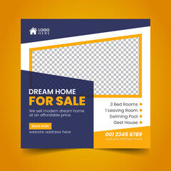 Real Estate House property Social Media Post Squire Banner Flyer Vector Template Design