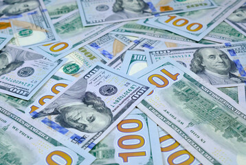 Obraz na płótnie Canvas Money. Background of 100 dollar bills