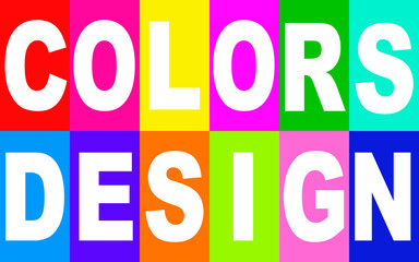 Design background with text and rainbow colors