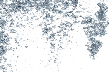 Clear water with air bubbles on white background