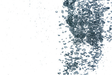 Clear water with air bubbles on white background