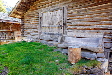 Traditional wooden chalet in the Dolomites, Italy, Europe