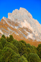 Autumn alpine landscape of Odle Group in the Dolomites, Italy, Europe