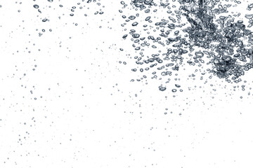 Clear water with air bubbles on white background