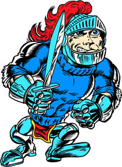 Knight Mascot Strut Vector Illustration