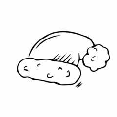 Hand Drawn a Santa Claus hat doodle. Sketch style icon. Decoration element. Isolated on white background. Flat design. Vector illustration.