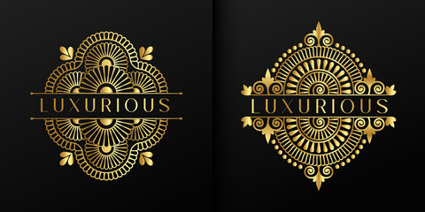 Luxury mandala Style Elegant Luxurious Floral Golden Logo Design Template 