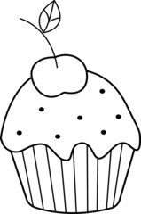 Vector image of a delicious cake and cherry.