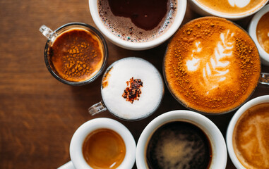 Obraz na płótnie Canvas cup of coffee with spices