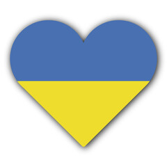 I Love Ukraine Concept - Heart Flag - White Background - 3D Illustration