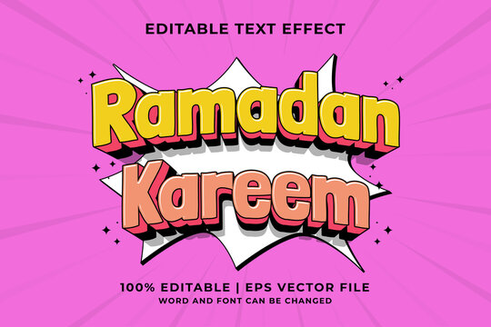 Editable text effect - Ramadan Kareem 3d Traditional Cartoon template style premium vector