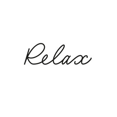 Relax. Lettering for poster, card, tattoo or cover of notebook. Vector. Monoline.