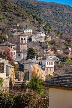 Fototapeta Traditional greek village of Makrinitsa on Pelion mountain in central Greece. 
