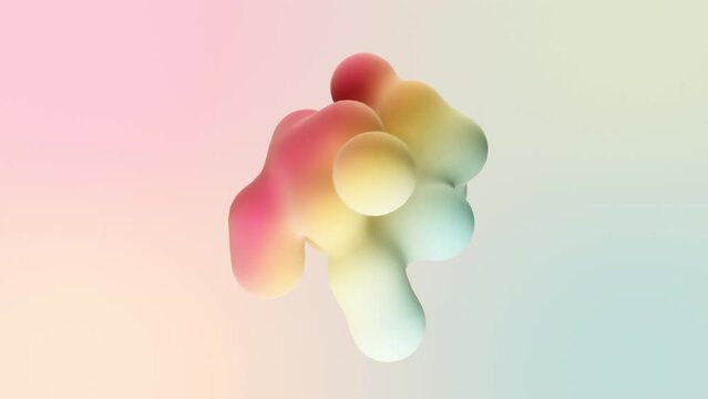 Liquid abstract shapes. 4K animation. Amorphous holographic metaball objects on a soft light background. 3d render