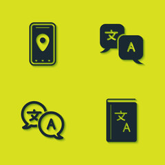 Set Infographic of city map, Translator book, and icon. Vector