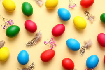 Beautiful Easter composition on light background