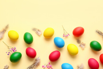 Beautiful Easter composition on light background