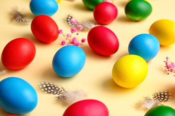 Beautiful Easter composition on light background