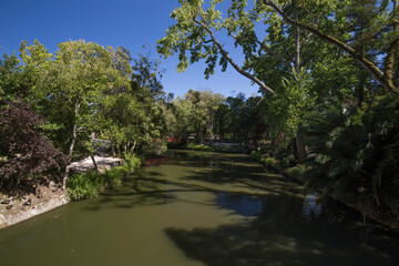 Landscape of a beautiful park in the city of Aveiro, Portugal.