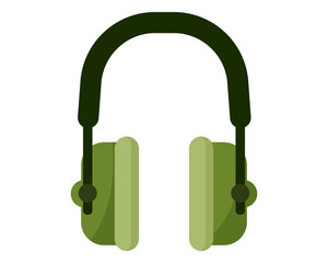 Green khaki military noise canceling earmuffs to protect ears while shooting.