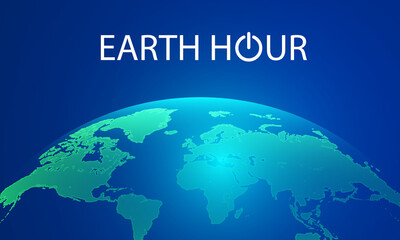 Earth hour planet orbit, vector art illustration.