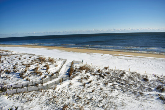 Snowy Morning On The Beach In Ocean City Maryland