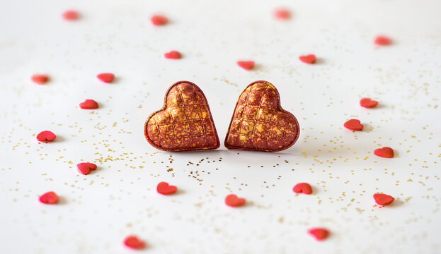 heart shaped chocolate on white