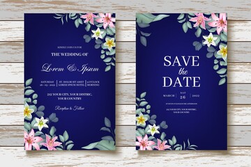Watercolor Floral Wedding Invitation Card Set