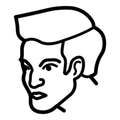 Fancy Hairstyle Head Flat Icon Isolated On White Background