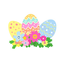 Easter eggs with flowers.