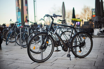 Fototapeta na wymiar Fahrrad vor der Alster in Hamburg