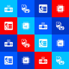 Set Artificial intelligence AI, robot, Computer api interface and Processor CPU icon. Vector