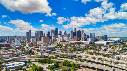 Houston, Texas, USA Drone Skyline Aerial - obrazy, fototapety, plakaty