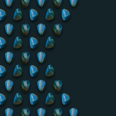 Blue Mineral Gemstones composition 3D illustration Render.