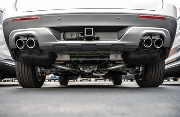 Exhaust System in Brand New Modern Car.