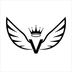 Creative Wings With Letter V Logo. Initials Letter V Logo Vector Template