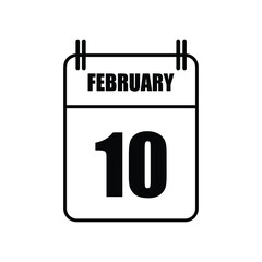 Outline February 10 Calendar Icon Vector Illustration . Date , Day Of Mouth	