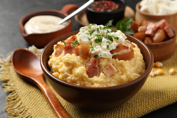 Delicious traditional Ukrainian banosh served on table