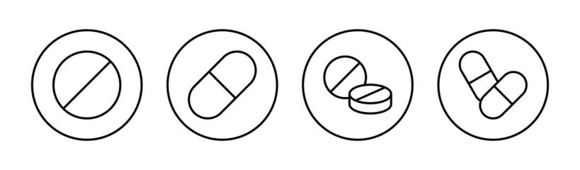 Pills icons set. capsule icon. Drug sign and symbol