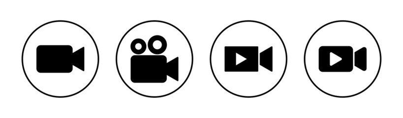 Video icons set. video camera sign and symbol. movie sign. cinema