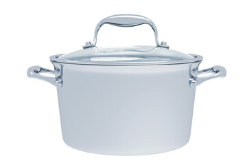 3d model of a saucepan with a glass lid isolated on a white background